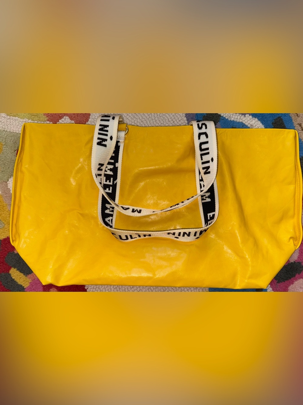 Clare V. Yellow Leather Grande Bateau Tote with Web Strap & Braided Handles